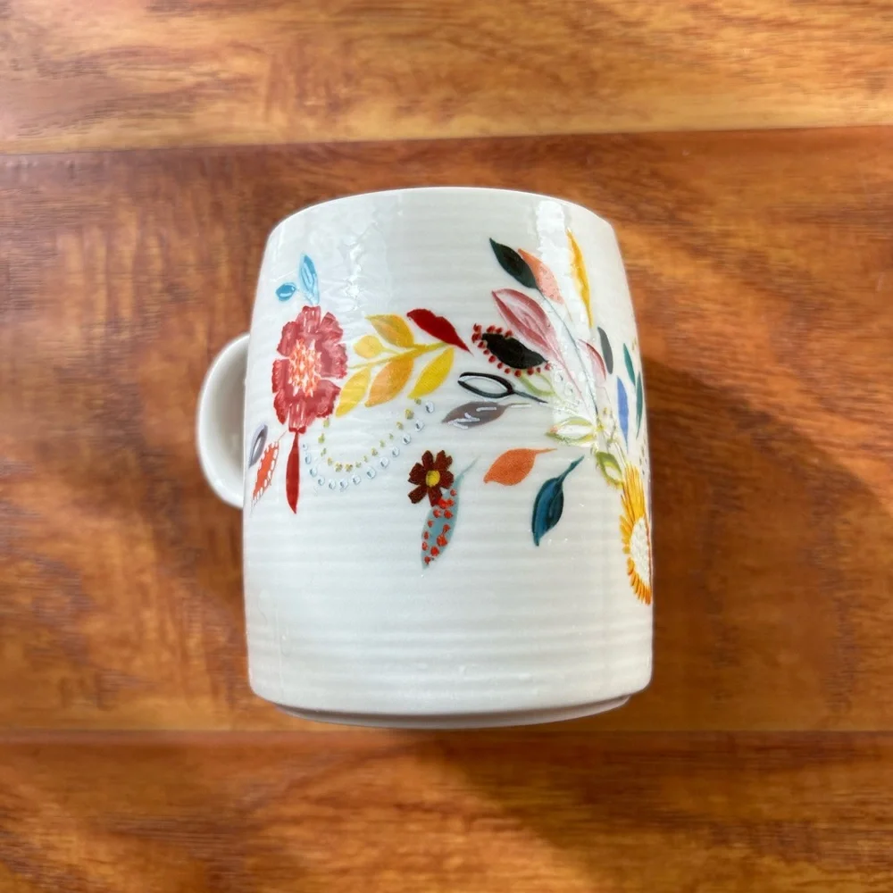Anthropologie Starla Halfmann Floral Initial N letter Mug - Picture 2 of 4